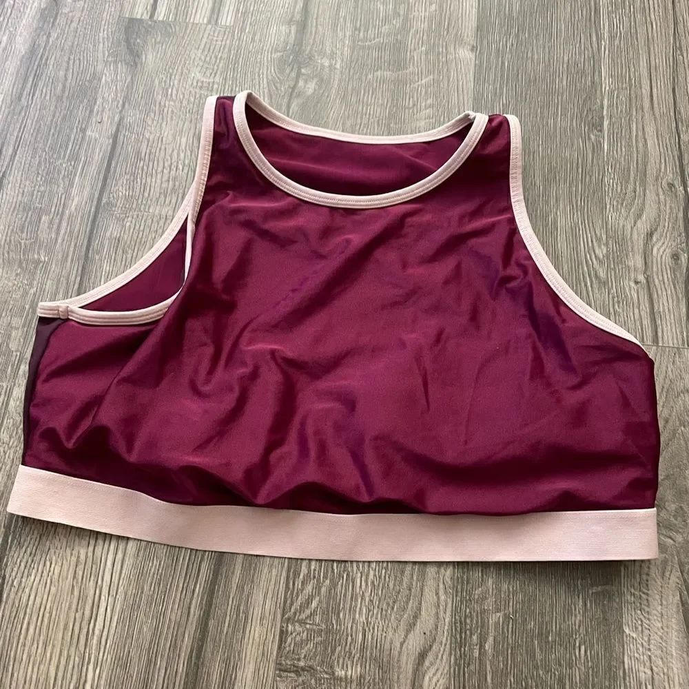 Fabletics Luana Maroon Midi Sports Bra Performance Color Block - Picture 3 of 7
